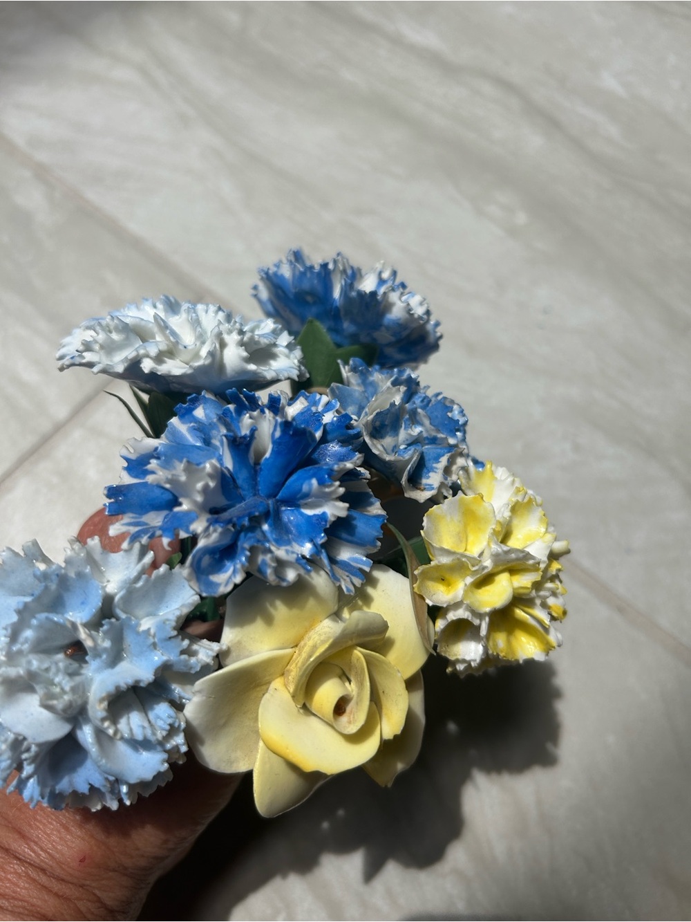 Yellow and Blue Ceramic Flower Accent Stems - Home Accents